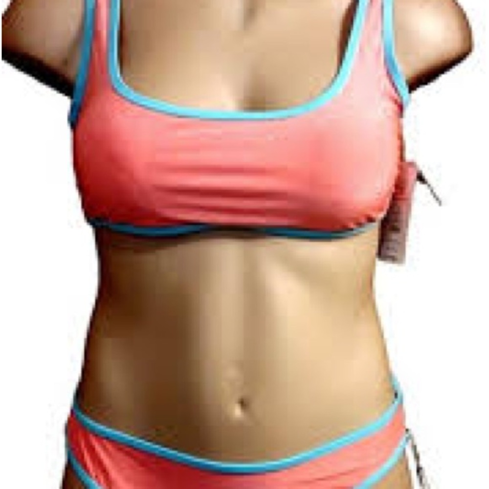 Coral and Blue Women's Bikini Set